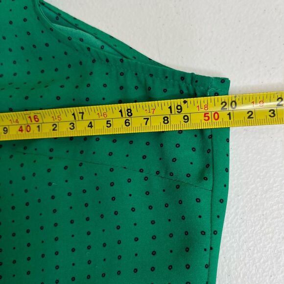 Banana Republic Sleeveless Dot Ruffle Placket Green Blue Button Top Women Small - Picture 9 of 11